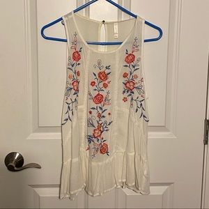 Cream tank top with flowers, from target, Size S